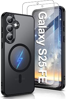 Pilaru Magnetic Case for Samsung S25 FE [Compatible with MagSafe] 2 Screen Protector | Anti-Yellowing and Fingerprints, Shockproof, Skin-Friendly
