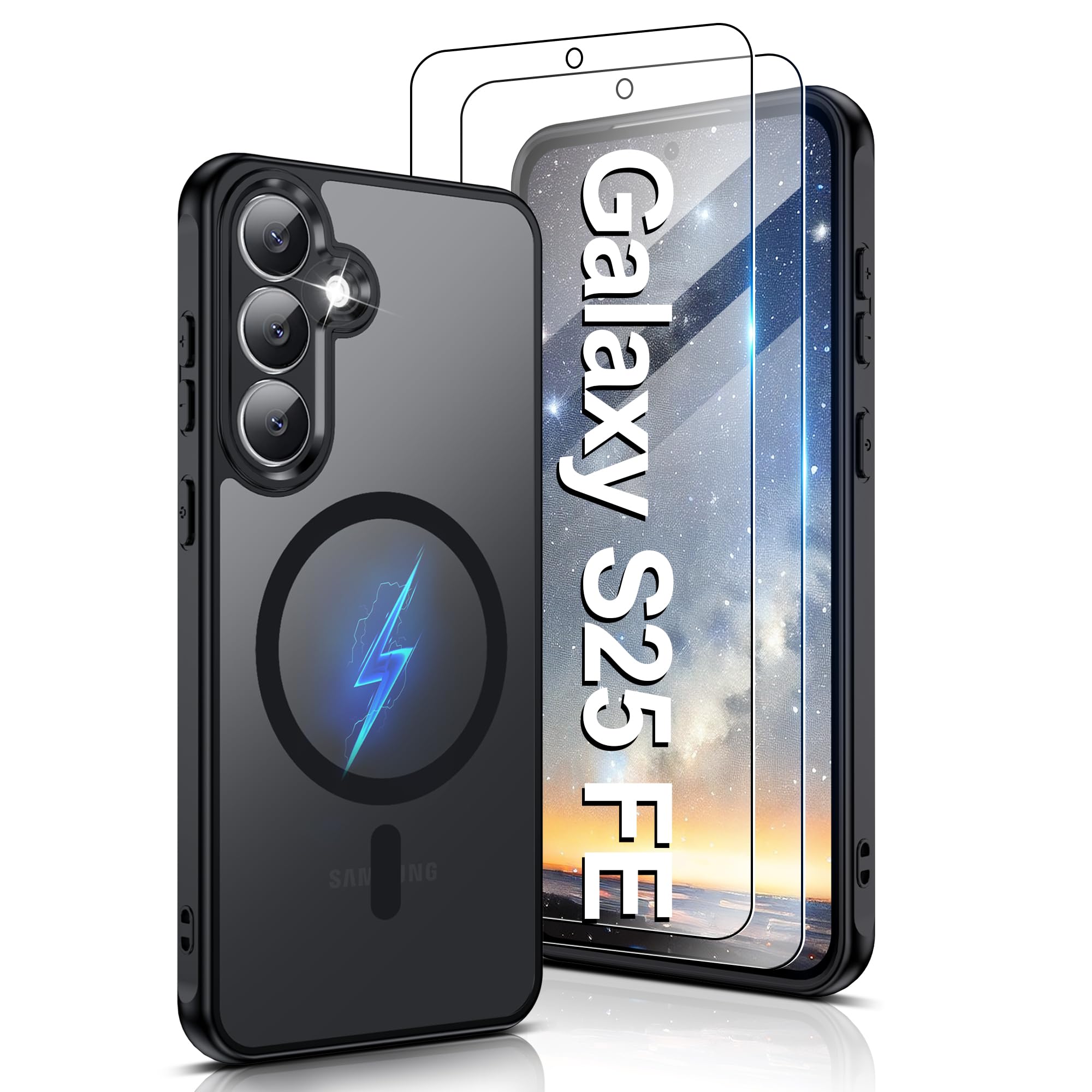 Pilaru Magnetic Case for Samsung S25 FE [Compatible with MagSafe] 2 Screen Prote