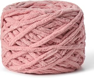 Fluffy Chenille Chunky Yarn for Crocheting 100g(65.6yd) - Baby Yarn for Crocheting Soft - Velvet Yarns for Crochet Blanket - Amigurumi Crochet Yarns（Dark Pink