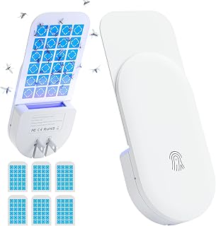 Fly Trap Indoor for Home, 2 in 1 Indoor Plug-in Flying Insect Trap for Flies, Fruit Flies, Moths, Gnats, Mosquito 1 Trap White and 6 Glue Cardsfor Every Part of The Home