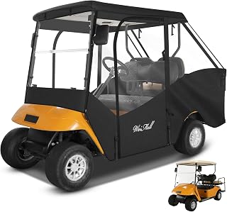 WEIMELL Golf Cart Enclosure 4 Passenger for EZGO TXT Short Roof 4-Seater | 600D Waterproof Windproof Rain Cover, 4-Sided Clear Windows Roll-up Doors, All-weather Protection, Easy to Install