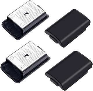 Finera Replacement Battery Pack Cover for Microsoft Xbox 360 Wireless Controller, 4 Pack Black