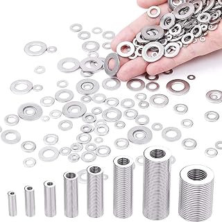 Assortment of 105 Stainless Steel Flat Washers, Metric Washers 304 Stainless Steel Washers, Assorted Sizes (M3 M4 M5 M6 M8 M10) for Industrial Electronics Repair