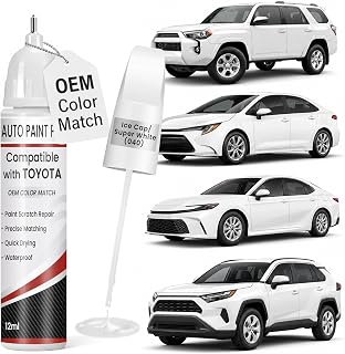Ice Cap/Super White(040) Touch Up Paint for Toyota, 0.4 fl oz OEM Color Match Professional Grade Car Paint Scratch Remover for Avalon/RAV4/Camry/Corolla/Highlander/Prius/Sequoia/Sienna/Tacoma