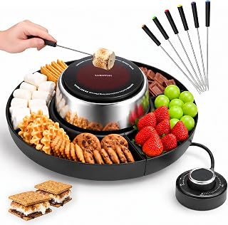 LUSHYUM Tabletop Indoor Electric S'mores Maker Kit, Flameless & Smokeless | LUSHYUM Chocolate Melting Pot & Electric S'mores Maker Kit