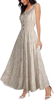 OSTOO Women's Summer 2025 Short Sleeve Boho Floral Print Multi-Layer Long Dress Flowy Casual