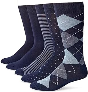 5 Pack Mens Dress Socks Black Grey Casual Formal Socks Mid Calf Pattern