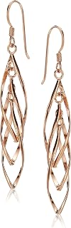 Amazon Collection Sterling Silver Linear Swirl French Wire Earrings