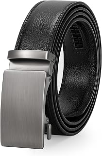 WERFORU Men's Belt, Adjustable Leather Ratchet Belt, 3.5 cm Fit, Men's Automatic Buckle Belt for Suit Jeans