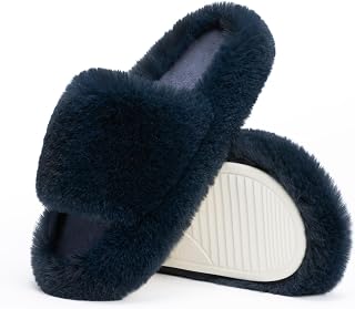 Chantomoo Ladies Memory Foam Slippers Bedroom Plush Comfortable Faux Fur Lined Non-Slip Sole Slippers Fashion Gift