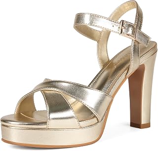 Platform High Heels for Women Strappy Chunky Heels Sandals for Women Open Toe Block Heeled Sandals with Ankle Strap Summer Dress Shoes