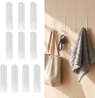 11 Pcs Transparent Adhesive Hooks for Hanging Acrylic Adhesive Hooks Heavy Duty Wall Hooks for Hanging Transparent Waterproof Self Adhesive Towel Coat Hooks Home Kitchen Bathroom Office Utility Hooks
