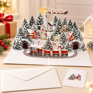 3D Pop Up Christmas Card Snowman Forest Handmade Greeting Card Christmas Gift