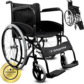 OrtoPrime Silla de Ruedas Plegable Ligera AUTOPROPULSABLE Sillas de ruedas para adultos - Sillas de Ruedas Plegables - Silla de Ruedas Ortopédica - Silla ruedas minusválido PLEGABLE Marca Española