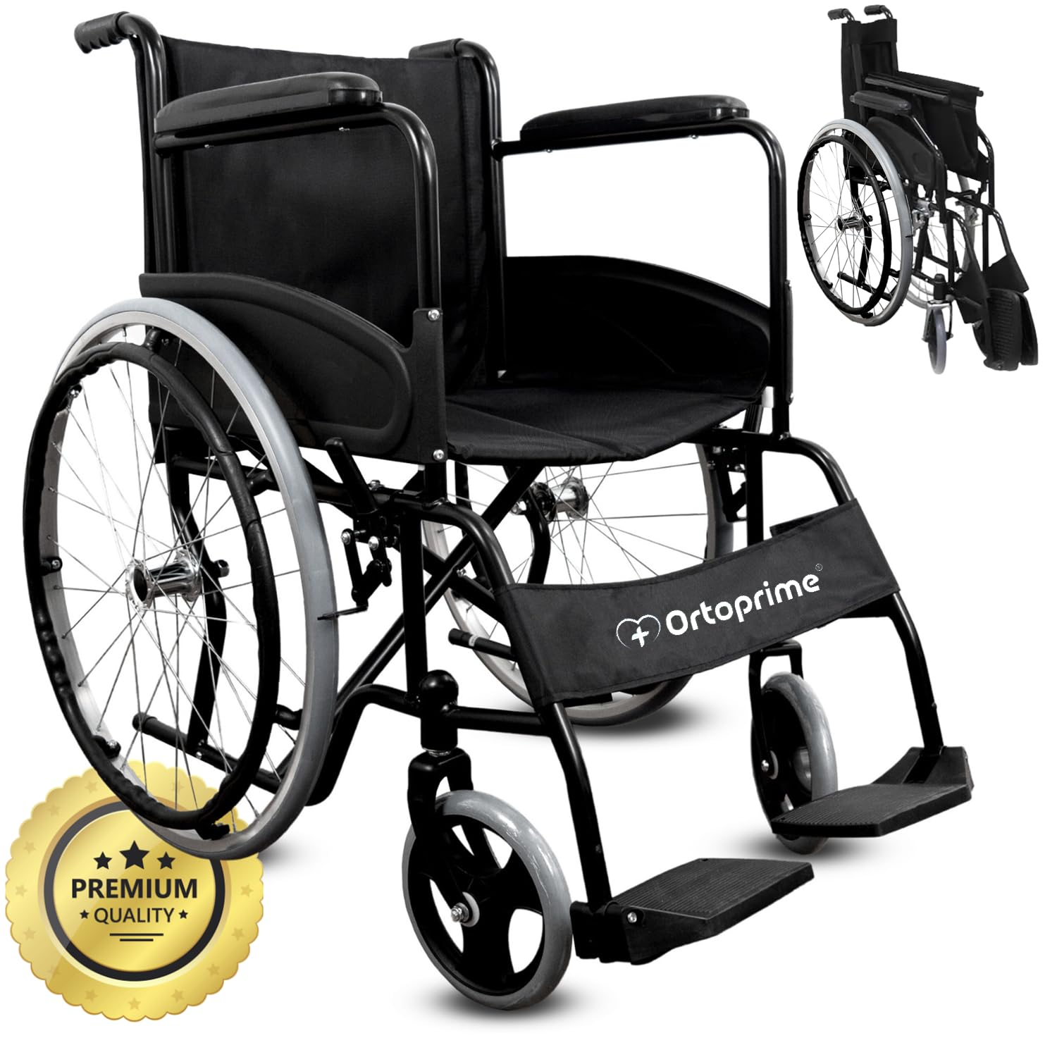 OrtoPrime Silla de Ruedas Plegable Ligera AUTOPROPULSABLE Sillas de ruedas para 