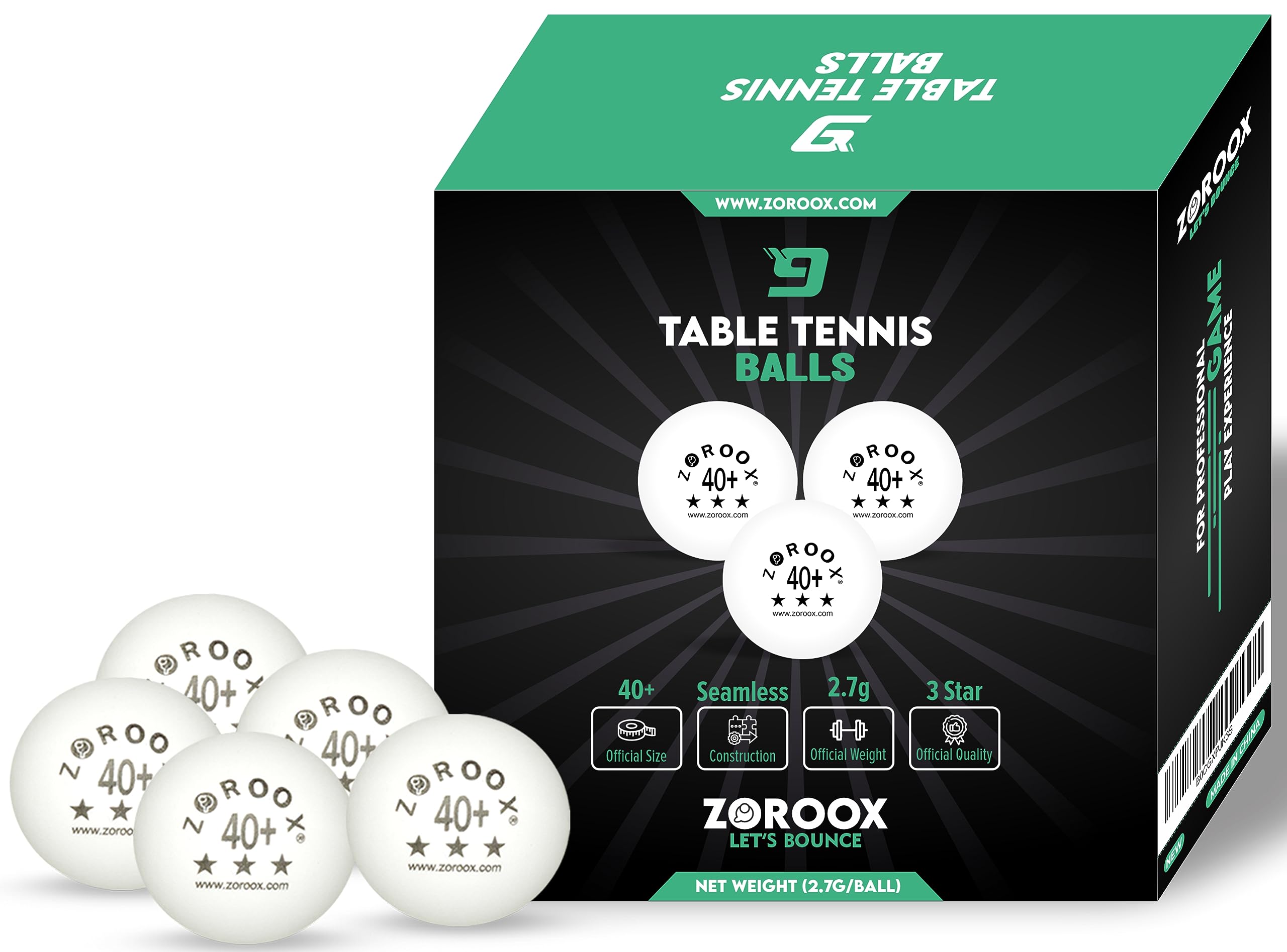 ZOROOX 3-Star Table Tennis Balls – Premium 40+ ABS Ping Pong Balls for Training 