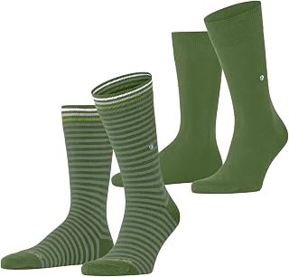 Burlington Men's Everyday Stripe Mixed 2-Pack Socks Breathable Cotton Reinforced Skin-Friendly Hard-Wearing Mix Plain Patterned For Work Everyday Wear Multipack ONE-SIZE-FITS-ALL Gift Idea 2 Pairs