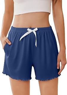 Ekouaer Pajama Shorts for Women Soft Comfy Casual Elastic Waist Shorts with Pockets