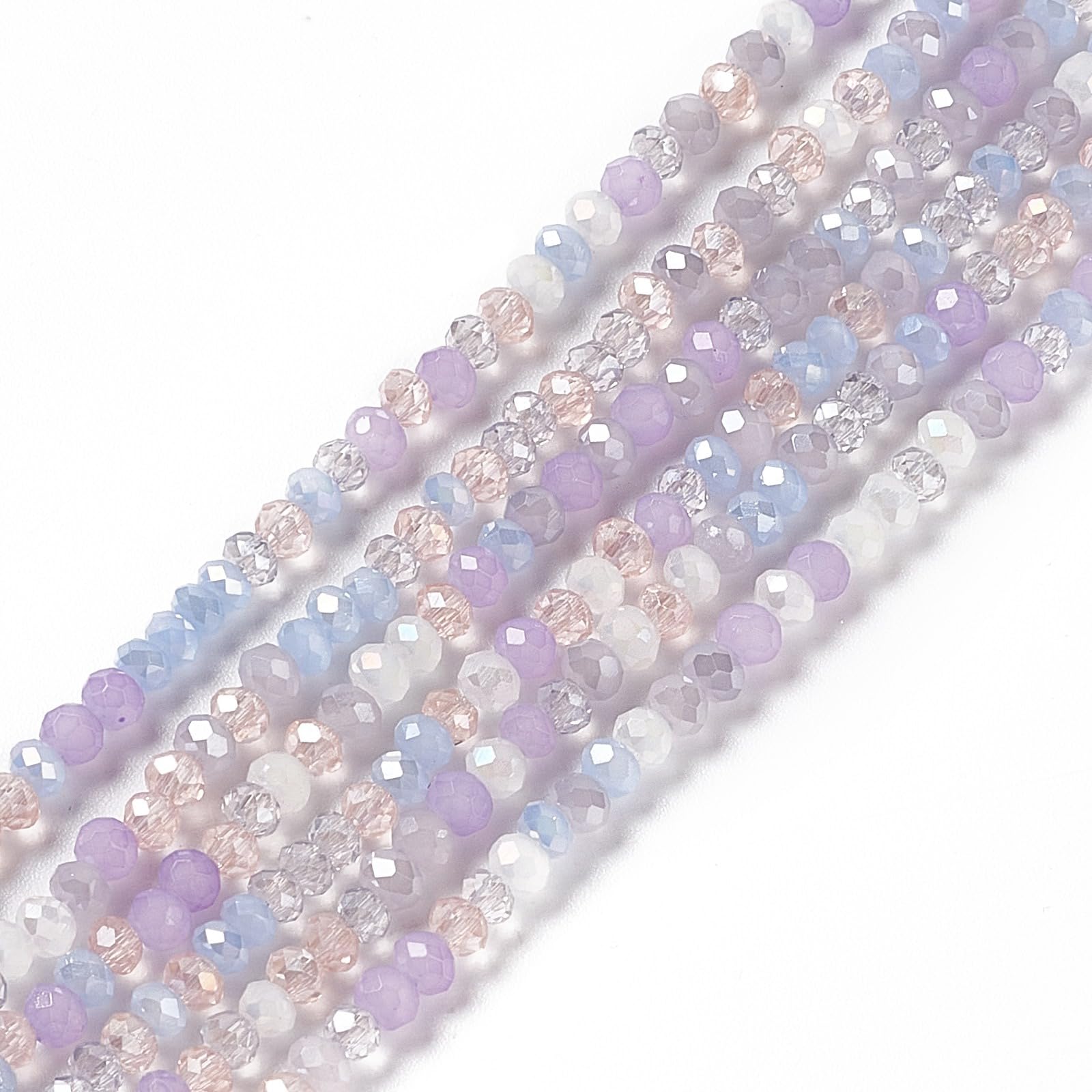 About 185 Strands AB Color Plated Glass Beads 3x2.5mm Lilac Faceted Loose Spacer