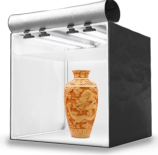 HAVOX Studio Photo HPB-60XD - 60x60x60cm – Lightbox LED 26000lm 240 LED – Boîte à lumière Grande Taille avec 4 Panneaux inclinables – Mini Studio e-Commerce vêtements, Chaussures, packshot Produit