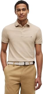 Tommy Hilfiger Men’s Short Sleeve Slim Fit Polo Shirt with Button Placket
