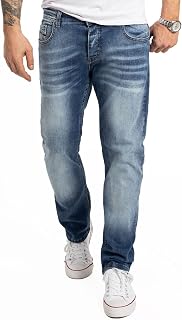 Rock Creek RC-2091 Men's Jeans, Denim Trousers, Blue, Straight Cut, Straight Leg