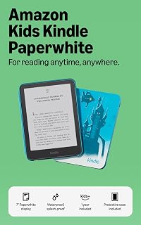 Amazon Kids Kindle Paperwhite 16GB (newest model), Thinner and lighter, 7" display, Months of battery, Includes 1 year of books and Twilight Towers cover