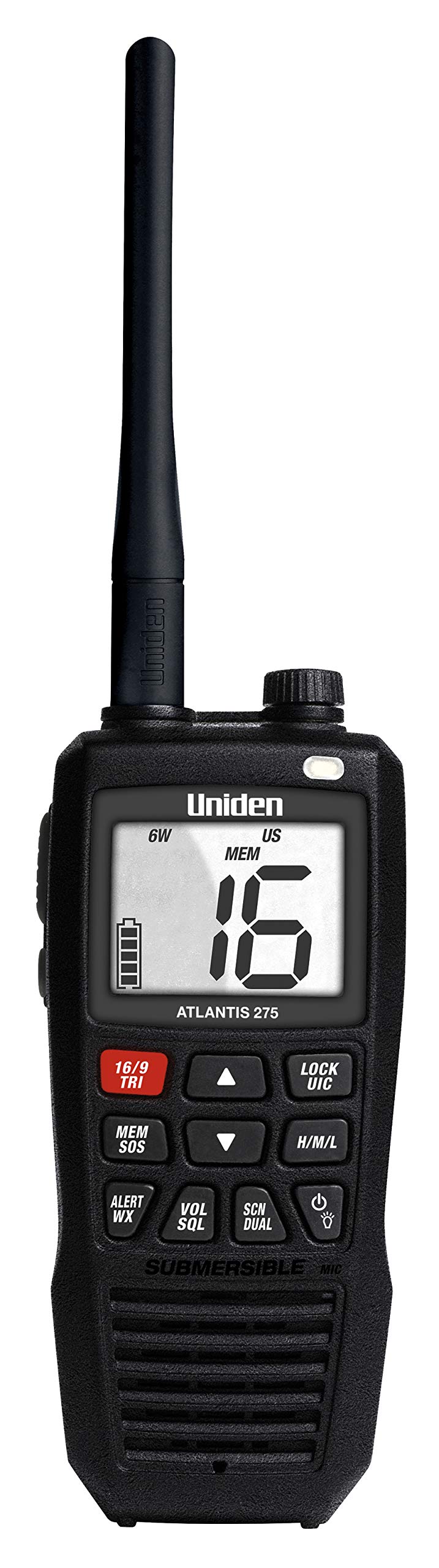 Uniden Atlantis 275 Handheld Two-Way VHF Marine Radio, Floating IPX8 Submersible