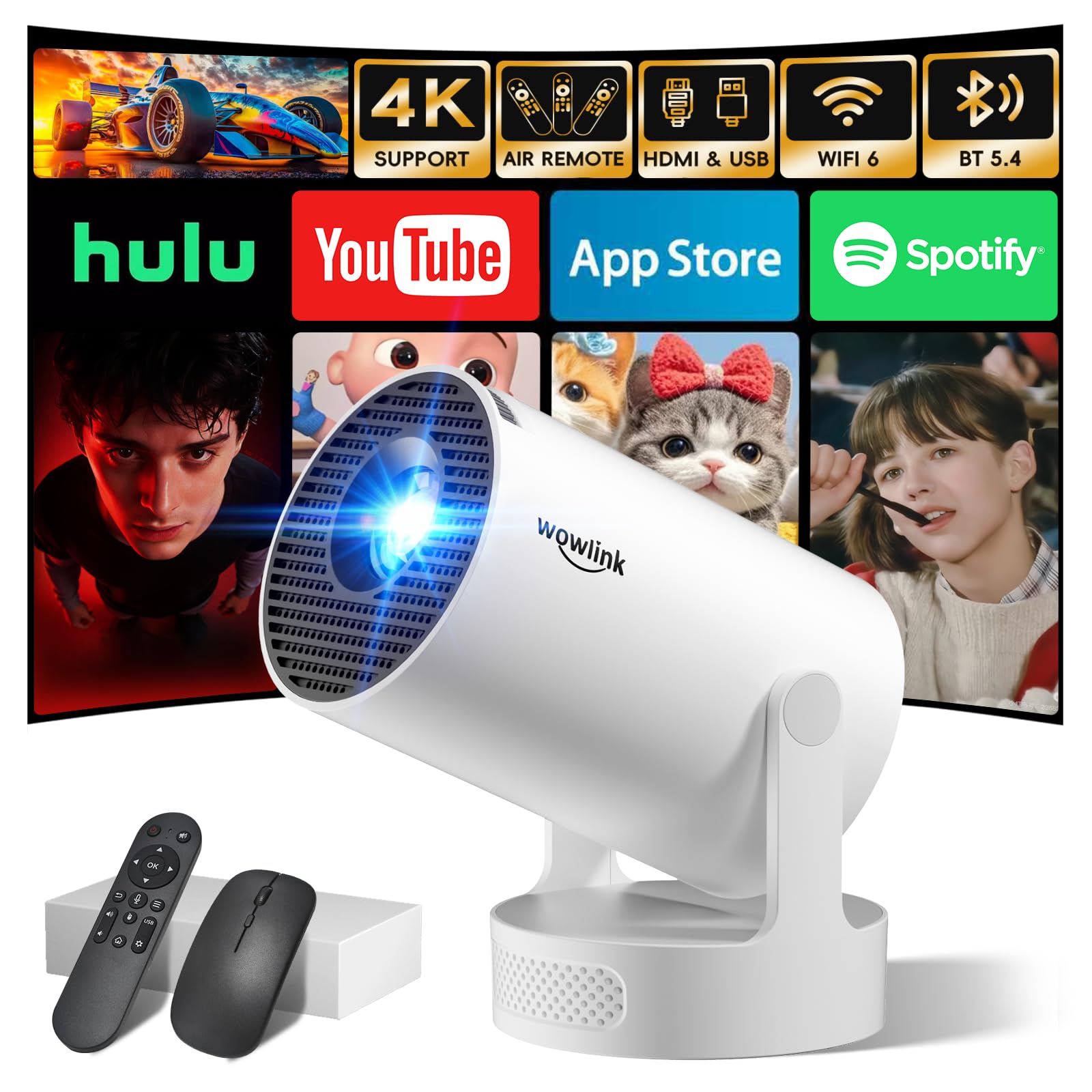 [Built-in App & 2026 Upgraded] Mini Projector with WiFi 6 and Bluetooth 5.4 | Su