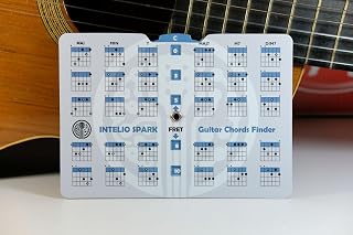 Intelio Spark Guitar Chord Finder - Pocket-Sized Laminated Chord Chart Wheel - Learn Essential Chords & CAGED System Shapes - Easy Reference Guide for Beginners & Teachers.