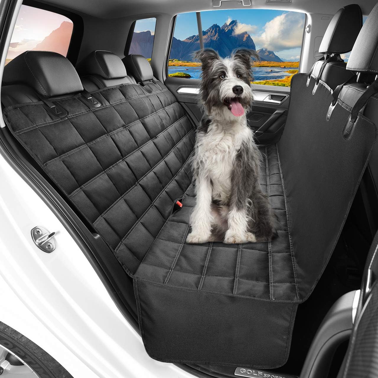 Hopidogie Dog Car Seat Cover 4-in-1, 100% Waterproof Dog Hammock for Car Back Se