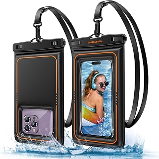 UNBREAKcable 2 Pack Floating Waterproof Phone Pouch, IPX8 Waterproof Carrying Case Dry Bag Kayak Beach Cruise Travel Essentials for iPhone 16 15 Pro Max, Samsung S25 Ultra S24 S23 - 7 Inch
