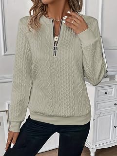 Women Dress Sweatshirt Half Zip Loose Pullover Long Sleeve Pullover Fashion Tunic Tops