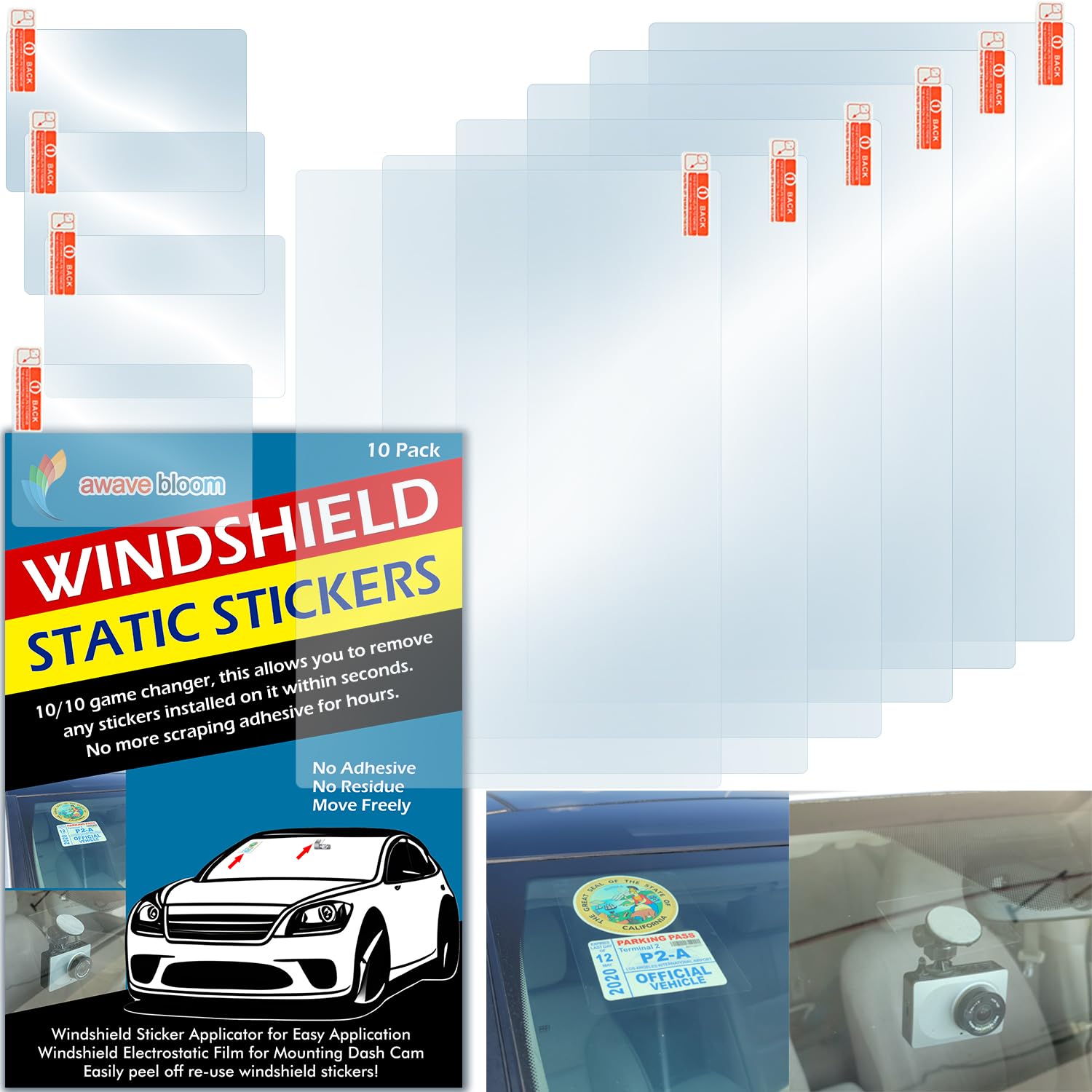 Windshield Sticker Applicator Electrostatic Film for Easy Application, Removal a
