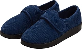 Silverts Men's Adjustable Wide Fit Slippers, Easy Closure Non-Slip