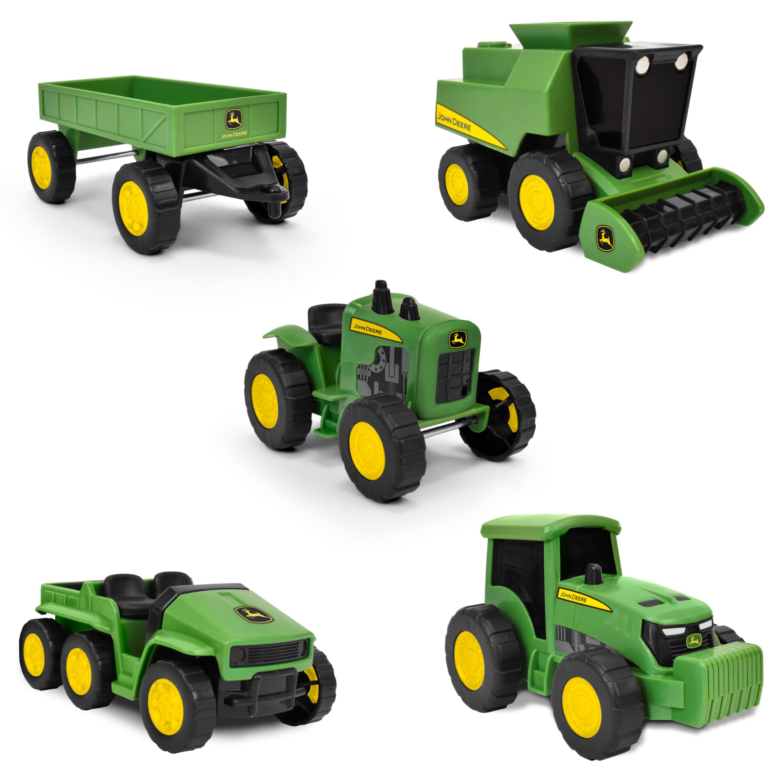 John Deere 5-Pack Micro Farm Vehicles – Moving Parts and Rolling Wheels – 3+ Yea