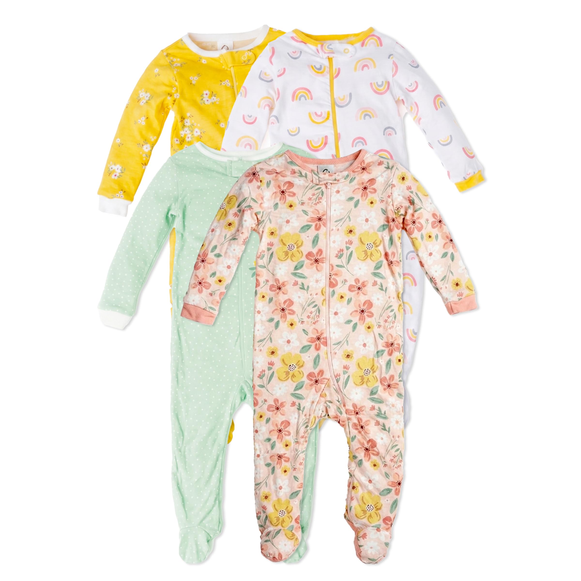 Gerber Baby Girls 4 Pack Sleep 'N Play Footie Baby and Toddler Sleepers
