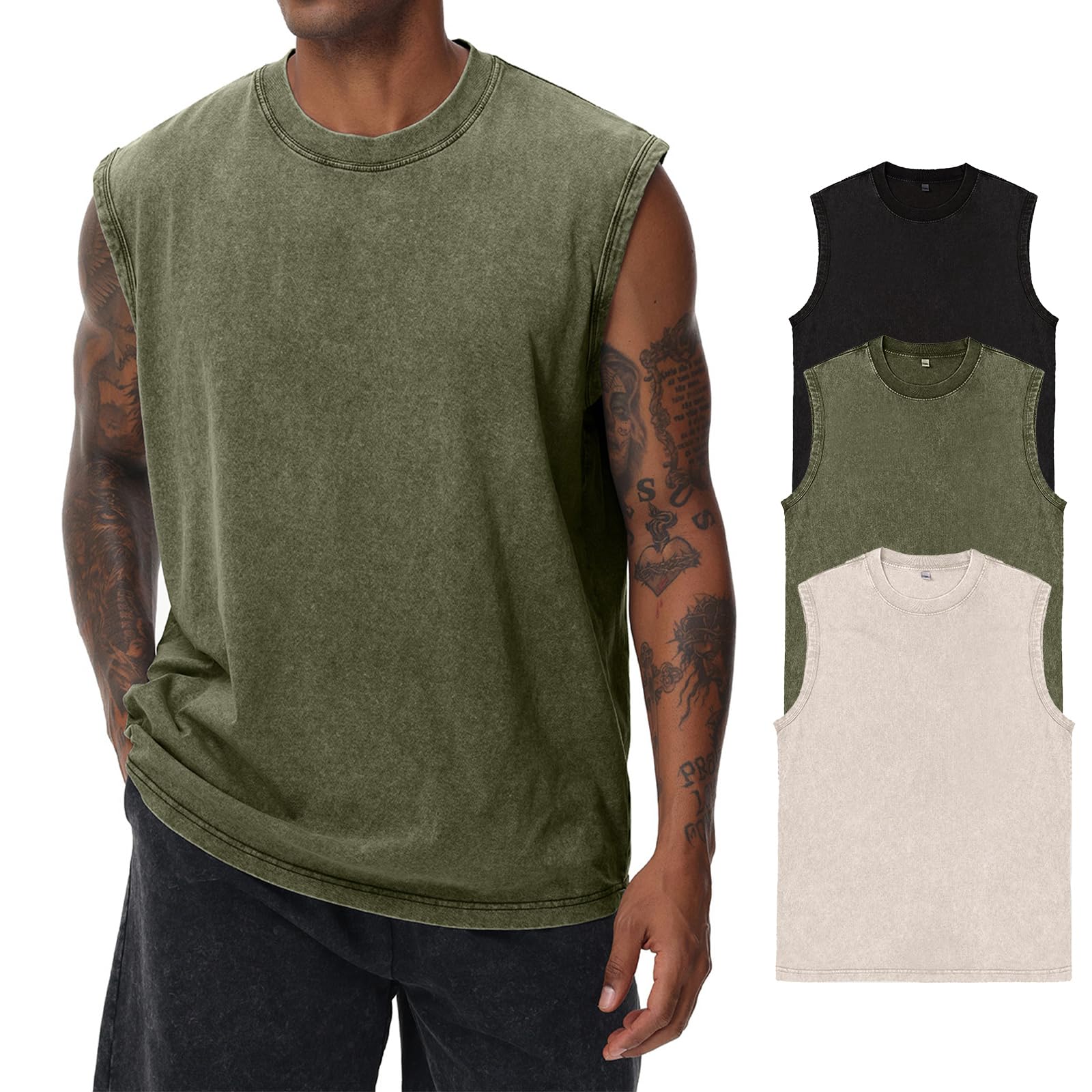Mens Summer Short Sleeve Sleeveless Fitness Workout Gym Cotton T-Shirt