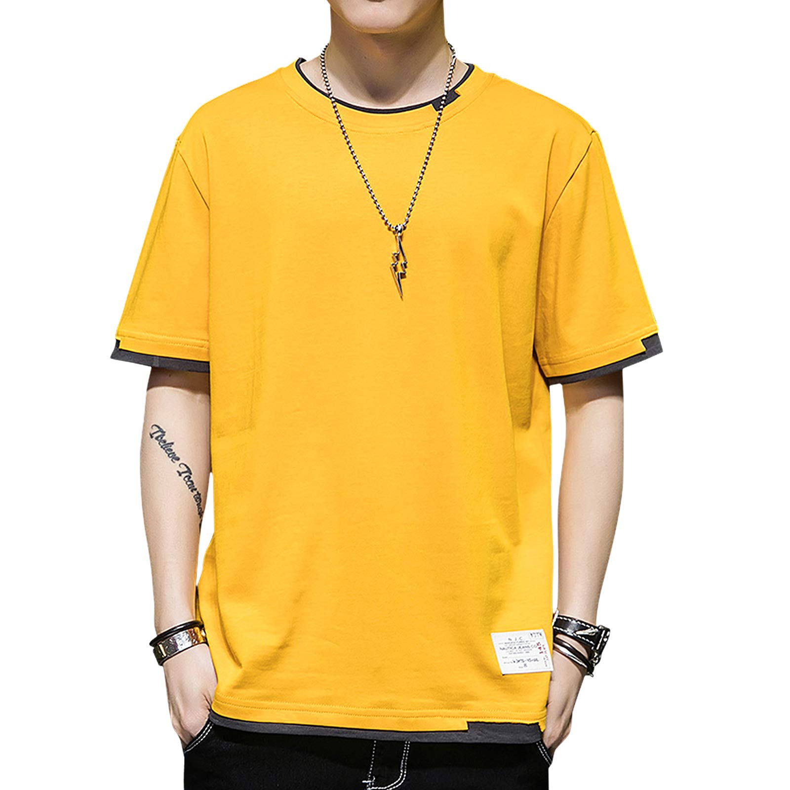 Men's T Shirt Contrast Colours Summer Sports Short Sleeves Casual Various Colour