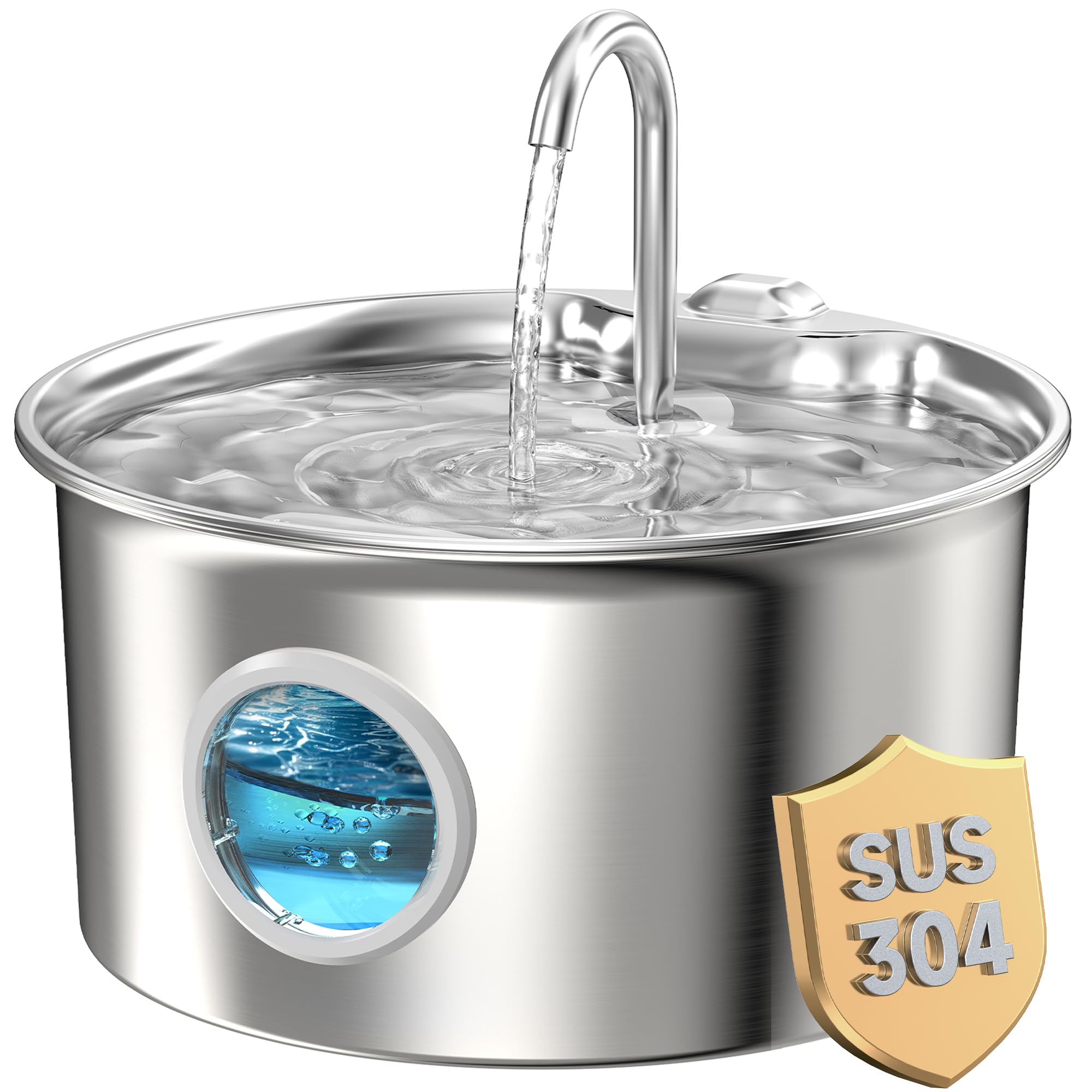 Stainless Steel Cat Water Fountain Automatic Stainless Steel with Water Level Wi