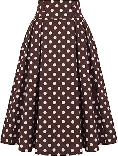 Belle Poque Women's Midi Pleated A-Line Skirts Pockets