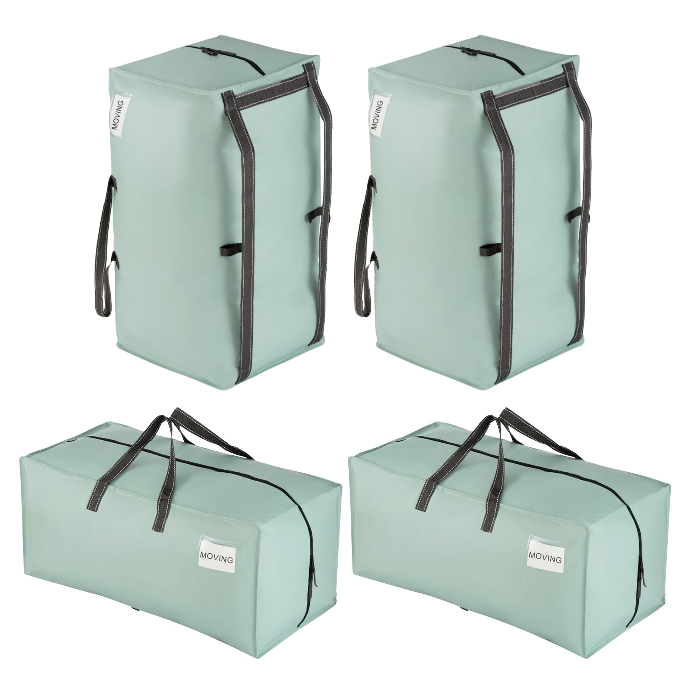 VENO 4 Pack Heavy Duty Moving Bags with Backpack Straps, Zippers & Handles, Extr
