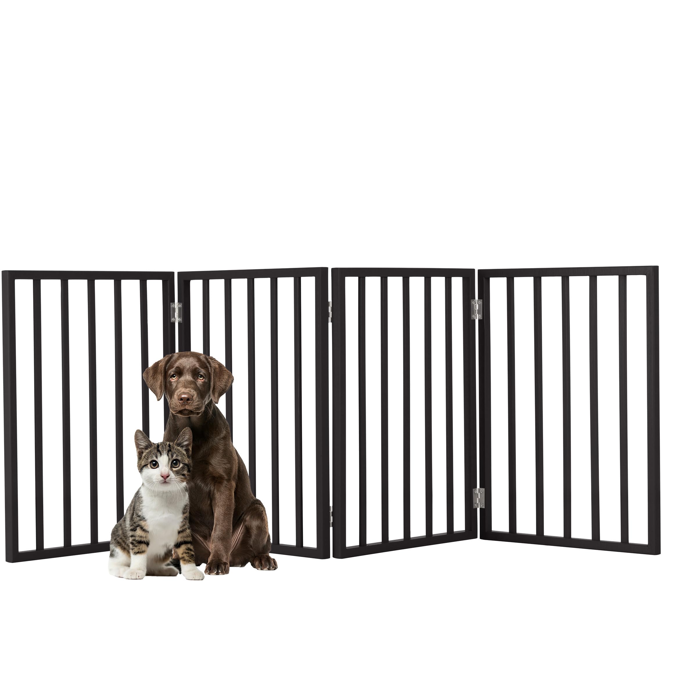 Pet Gate - 4-Panel Indoor Foldable Dog Fence for Stairs, Hallways, or Doorways -