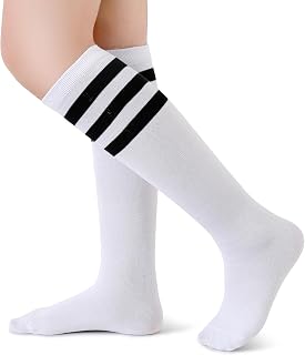 Henwarry Boys Girls Knee High Tube Socks Classical Stripes Athletic Socks