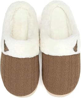 NineCiFun Women's Slip on Fuzzy Slippers Memory Foam House Slippers