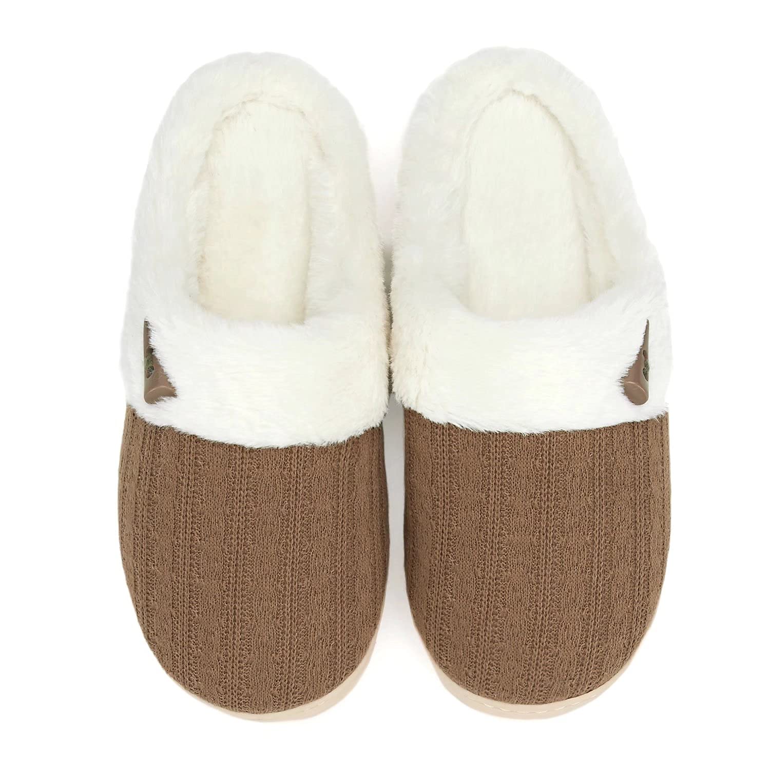 NineCiFun Women's Slip on Fuzzy Slippers Memory Foam House Slippers