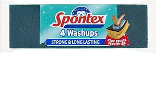 Spontex Washups General Purpose Sponge Scourers | 6.8 x 4 x 8.6cm | Pack of 4