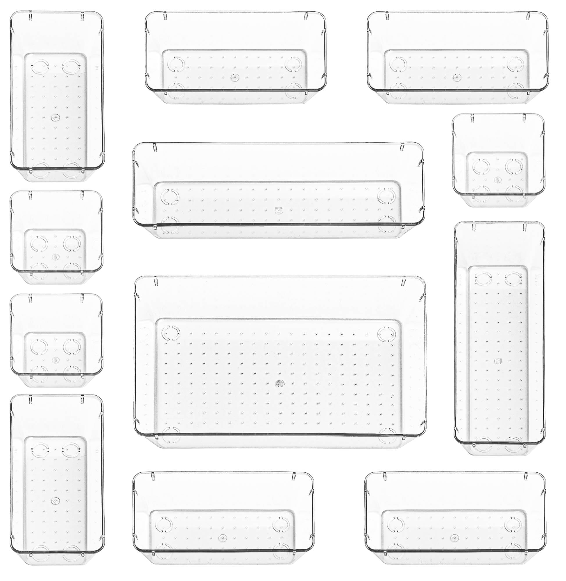 Stackzy Drawer Organiser Set – Makeup Organiser Tray for Drawers – Clear Cosmeti