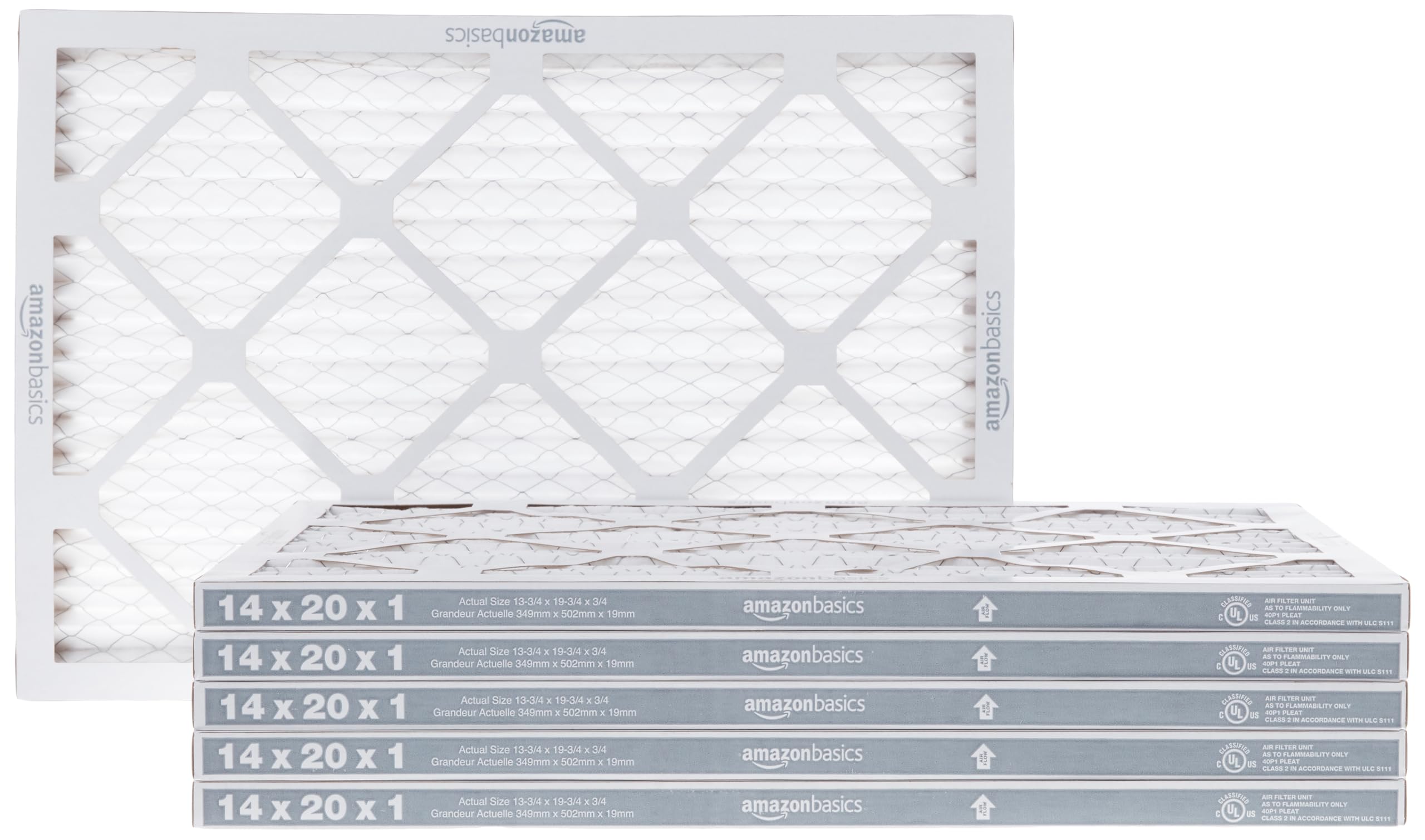 Amazon Basics 14x20x1 Air Filter, MERV 8 AC Furnace Filters, Allergen Control , 