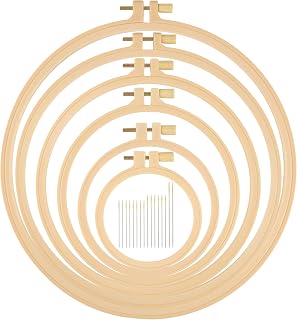 6 Pcs Embroidery Hoop, Round Plastic Cross Stitch Hoop with 16 Needles (3.6In to 10.7 in), Small Embroidery Hoop, Cross Stitch Hoops and Frames, Suitable for Embroidery, Craft Sewing
